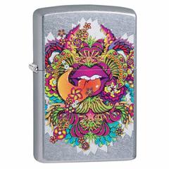 Zippo Psychedelic Lip Design Windproof Pocket Lighter, 49110 207 (Street Chrome)