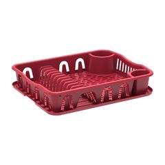 Cosmoplast Large Plastic Dish Rack W/Drainer (Dark Red)