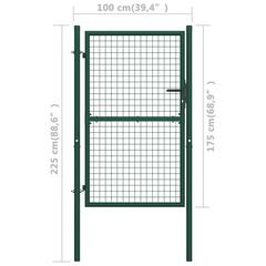 vidaXL Steel Fence Gate (100 x 175 cm, Green)