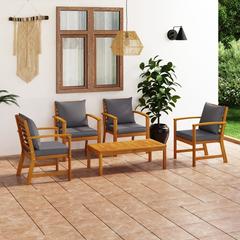 vidaXL 5 Piece Garden Lounge Set with Cushion Solid Acacia Wood (100 x 50 x 33 cm)