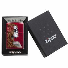 Zippo Day Of The Dead Girl Windproof Lighter, 28830 (Candy Apple Red)