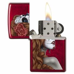 Zippo Day Of The Dead Girl Windproof Lighter, 28830 (Candy Apple Red)