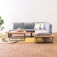 Baston 5-Seater Steel & Wood Sofa Set W/Cushions Danube Home