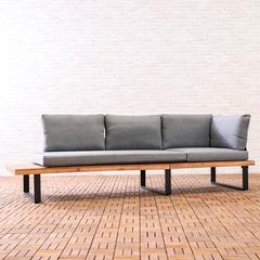 Baston 5-Seater Steel & Wood Sofa Set W/Cushions Danube Home