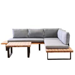 Baston 5-Seater Steel & Wood Sofa Set W/Cushions Danube Home