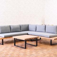 Baston 5-Seater Steel & Wood Sofa Set W/Cushions Danube Home