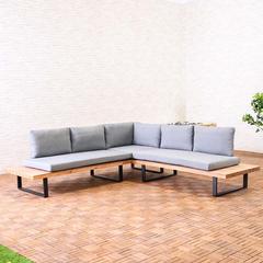 Baston 5-Seater Steel & Wood Sofa Set W/Cushions Danube Home