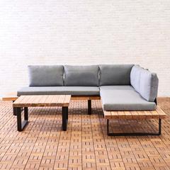 Baston 5-Seater Steel & Wood Sofa Set W/Cushions Danube Home
