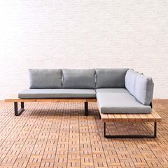 Baston 5-Seater Steel & Wood Sofa Set W/Cushions Danube Home