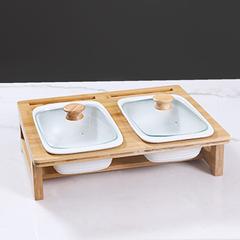 Danube Home Eternity Twins Rectangular Casserole Food Warmer W/Wooden Stand (26 cm)