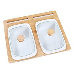Danube Home Eternity Twins Rectangular Casserole Food Warmer W/Wooden Stand (26 cm)