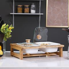 Danube Home Eternity Twins Rectangular Casserole Food Warmer W/Wooden Stand (26 cm)