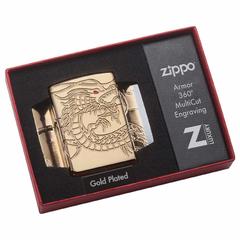 Zippo Armor Asian Dragon 360-Degree Gold Plate Windproof Lighter, 29265