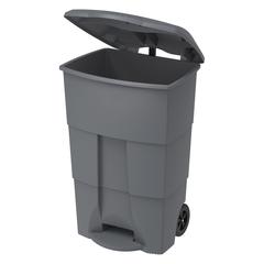 Cosmoplast Plastic Step-on Waste Bin W/Pedal & Wheels (100 L, Dark Grey)