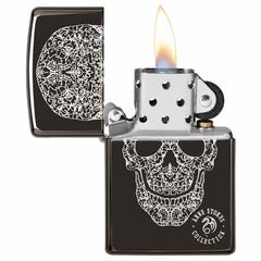 Zippo Anne Stokes Fancy Skull Windproof Lighter, 49143 (High Polish Black)