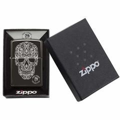Zippo Anne Stokes Fancy Skull Windproof Lighter, 49143 (High Polish Black)