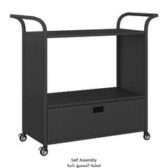 vidaXL Poly Rattan Serving Trolley W/Drawer (100 x 45 x 97 cm, Black)