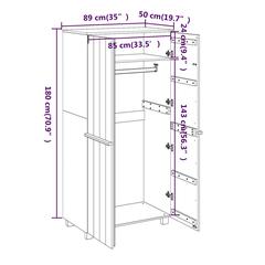 vidaXL Wardrobe Light Grey 89x50x180 cm Solid Wood Pine