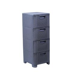 3MPlast Beta 4-Drawer Rattan Design Storage Organizer (35 x 92 x 40 cm)