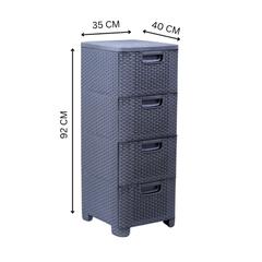 3MPlast Beta 4-Drawer Rattan Design Storage Organizer (35 x 92 x 40 cm)