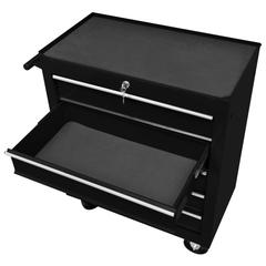 vidaXL Workshop Tool Trolley with 5 Drawers Black