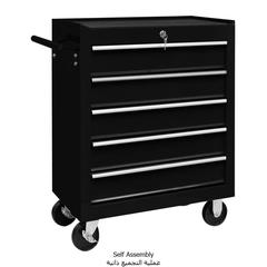 vidaXL Workshop Tool Trolley with 5 Drawers Black