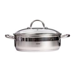 Bergner Gourmet Induction Stainless Steel Shallow Pot W/Glass Lid (28 cm)