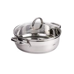 Bergner Gourmet Induction Stainless Steel Shallow Pot W/Glass Lid (28 cm)