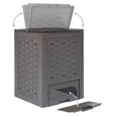 vidaXL Garden Composters 3 pcs Brown 60x60x83 cm 900 L Plastic Rattan