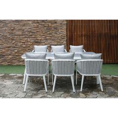 6-Seater Aluminum Textilene Dining Set W/Cushions Creative Living