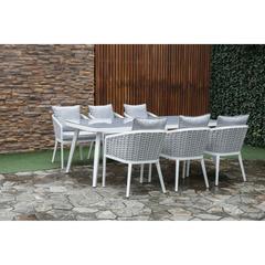 6-Seater Aluminum Textilene Dining Set W/Cushions Creative Living