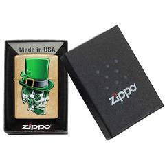 Zippo Irish Skull Design Windproof Lighter, 49121 207G (Gold)