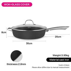 Fissman Melita Non-Stick Cast Iron Deep Frying Pan W/Glass Lid (30 cm)