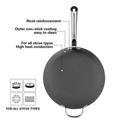 Fissman Melita Non-Stick Cast Iron Deep Frying Pan W/Glass Lid (30 cm)