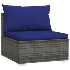 vidaXL 14 pcs Garden Lounge Set with Cushions Grey Poly Rattan (60 x 60 x 30 cm)