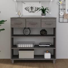 vidaXL Solid Pine Wood Console Table (90 x 35 x 90 cm, Light Gray)