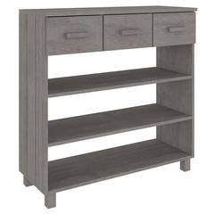 vidaXL Solid Pine Wood Console Table (90 x 35 x 90 cm, Light Gray)
