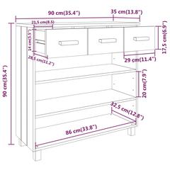 vidaXL Solid Pine Wood Console Table (90 x 35 x 90 cm, Light Gray)