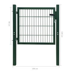 vidaXL Steel Single 2D Fence Gate (106 x 130 cm, Green)