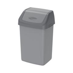 Cosmoplast Plastic Flip-Top Waste Bin W/Swing Lid (46 L, Pearl Silver)