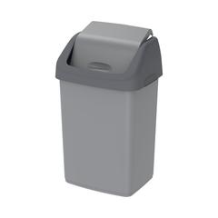 Cosmoplast Plastic Flip-Top Waste Bin W/Swing Lid (46 L, Pearl Silver)