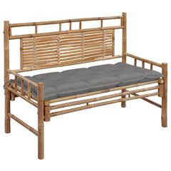vidaXL Garden Bench with Cushion 120 cm Bamboo (Grey)