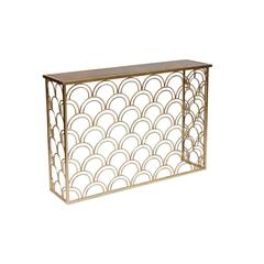 Danube Home Lorcan Metal & MDF Console Table - Walnut/ Gold (120 x 40 x 80 cm)