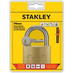 Stanley Brass Standard Shackle Padlock W/3 Keys (70 mm)