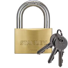 قفل نحاسي قياسي مع 3 مفاتيح ستانلي (70 مم)