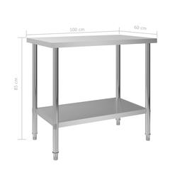 vidaXL Kitchen Work Table Stainless Steel (100 x 60 x 85 cm)