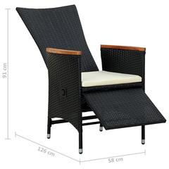 6-Seater Poly Rattan & Acacia Wood Outdoor Dining Set W/Cushions vidaXL (Black)