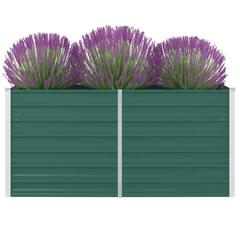 vidaXL Raised Garden Bed 160x80x77 cm Galvanized Steel Green