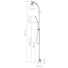 vidaXL Garden Shower with Grey Base 220 cm Aluminum (80 x 62 x 5 cm)