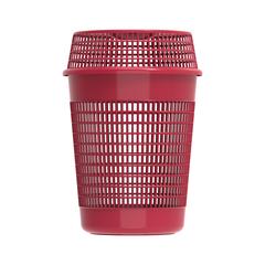 Cosmoplast Round Tall Plastic Laundry Bin W/Lid (65 L, Dark Red)